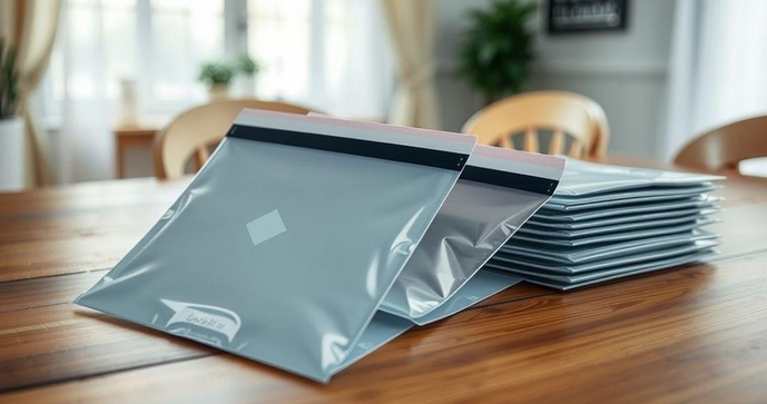 Envelope plástico adesivo como solução prática para armazenamento e envio